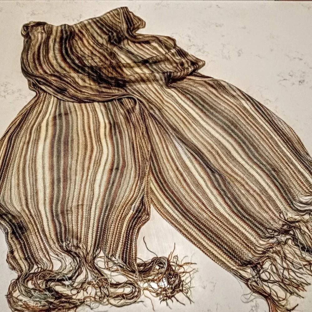 Cejon Striped Woven Oblong Fringed Scarf